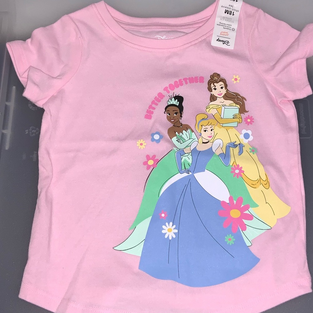Disney Pink Tee with Princess Trio